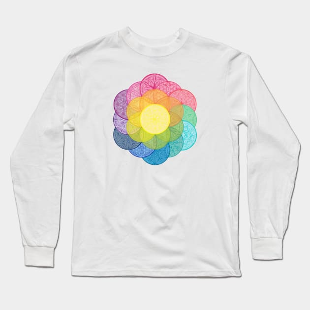 Rainbow Color Palette Flower of Life Long Sleeve T-Shirt by SonoSonoStudio